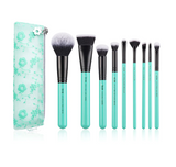 Jessup | Turquoise 9PCS Essential Makeup Brush Kit with Storage Bag